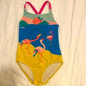 Flamingo print one-piece swimsuit